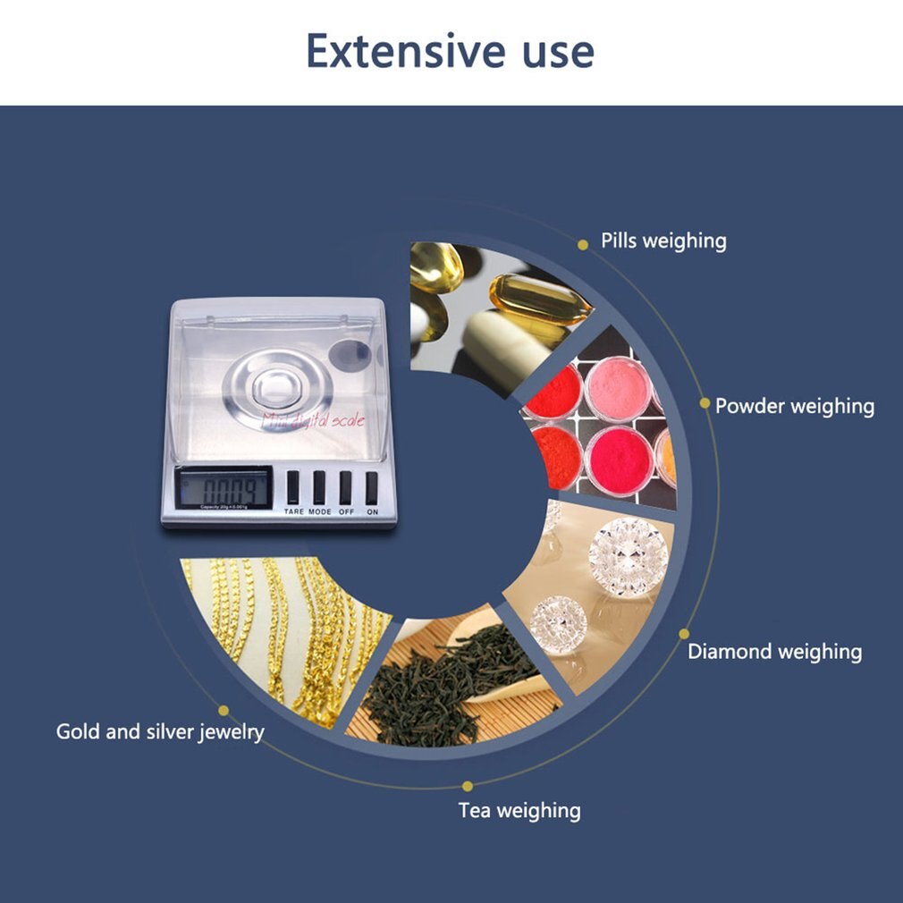 Mini Size Digital LCD Balance Weight Milligram Pocket Jewelry Diamond Scale Portable Balance Weight