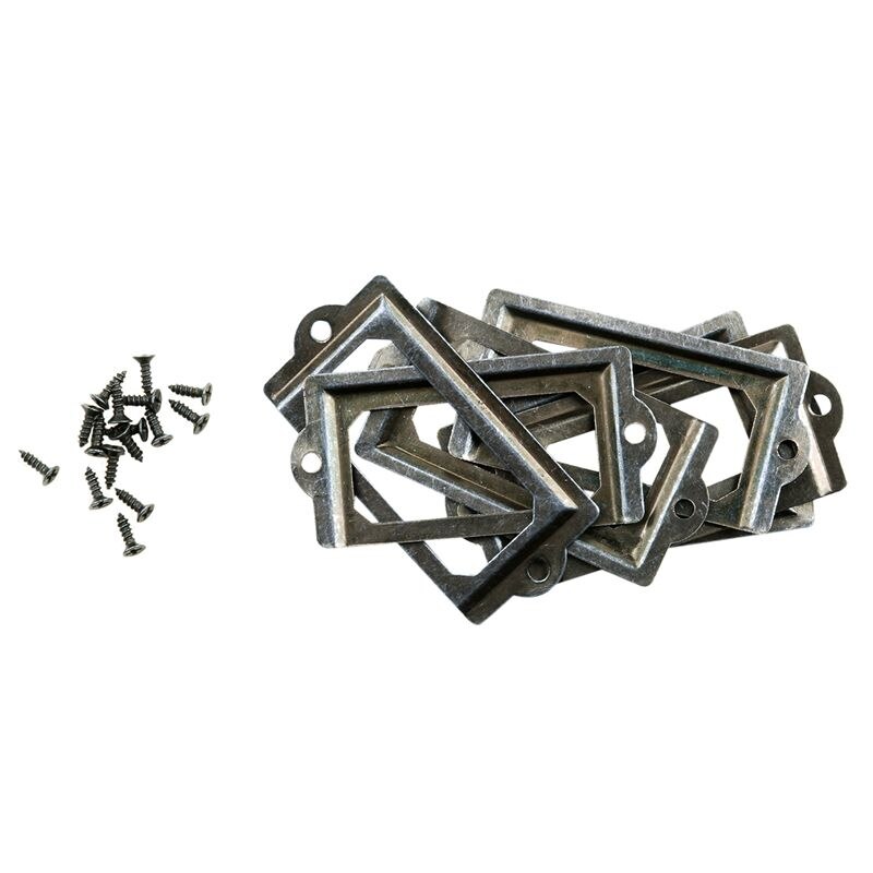 Post Office File Drawer Door Tag Label Card Holder Bronze Tone 8 Pcs