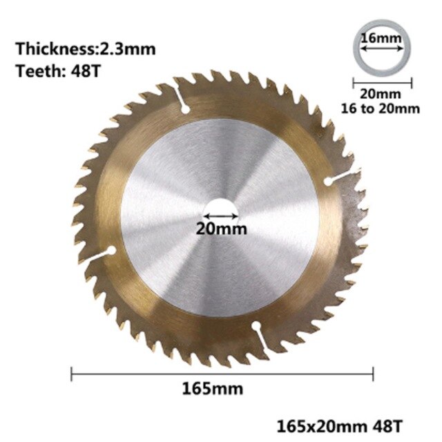 24/40/48/80T tarcza robić rzeźbienia w drewnie tarcza tarczowa 160/165/185mm frez metalowy plastik robić szlifierki kątowej metalowa tarcza tnąca: 165x20x2 3x48T