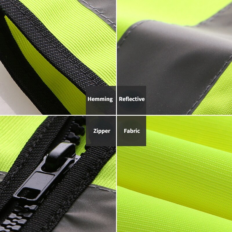 High Visibility Reflective Safety Vest Security Cycling Safety Clothing Work Reflective Vest Multi Pockets Workwear Waistcoa