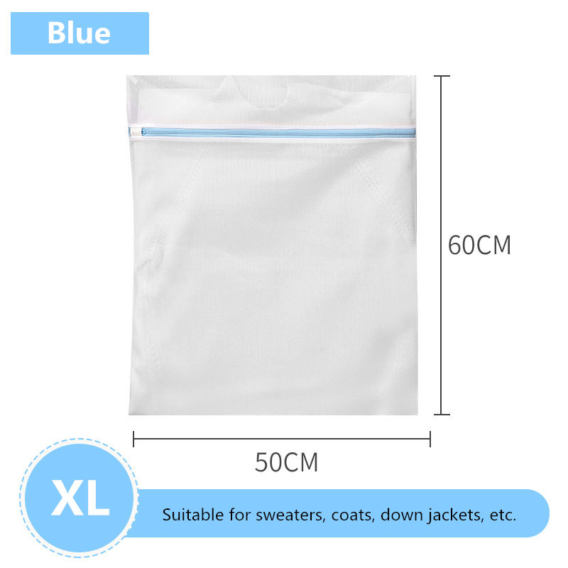 Blue Zipper Mesh Wash Bags Household Washing Machine Bag For Laundry Underwear Bra Socks Dirty Clothes Organizer Laundry Baskets: XL50-60cm