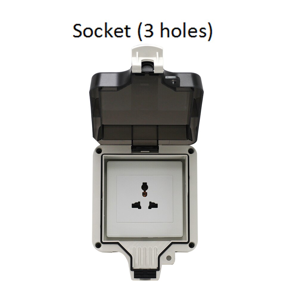 IP66 3/5 Gaten multifunctionele Universele Waterdichte Outdoor Stopcontact Met 2USB Poorten 10A Stopcontact Geaard: 3 hole socket