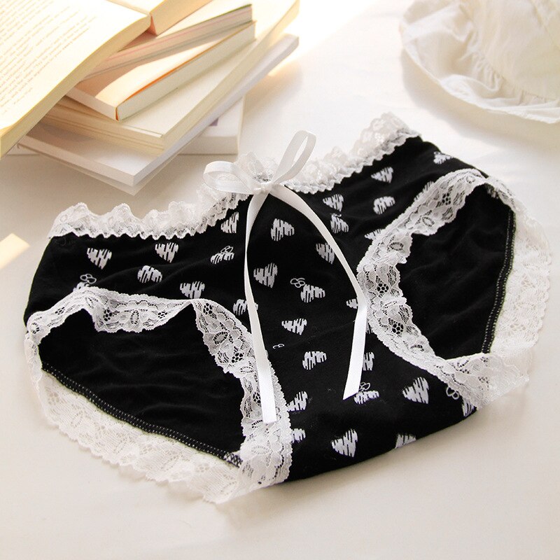 Women&#39;s Cotton Underwear Sexy Lace Panties Leopard Print Traceless Briefs Waist Comfort Underpants Female Lingerie: Great love / M