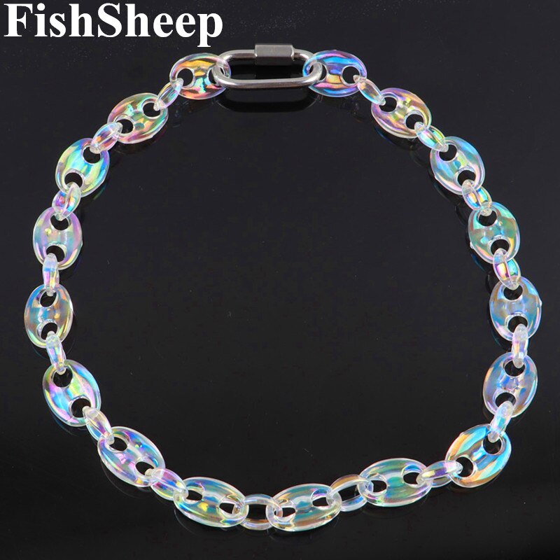 Fishsheep Transparant Acryl Koffie Bean Collier Voor Mannen Vrouwen Punk Iriserende Kleur Varken Neus Hangers Kettingen 2022: iridescent colorA
