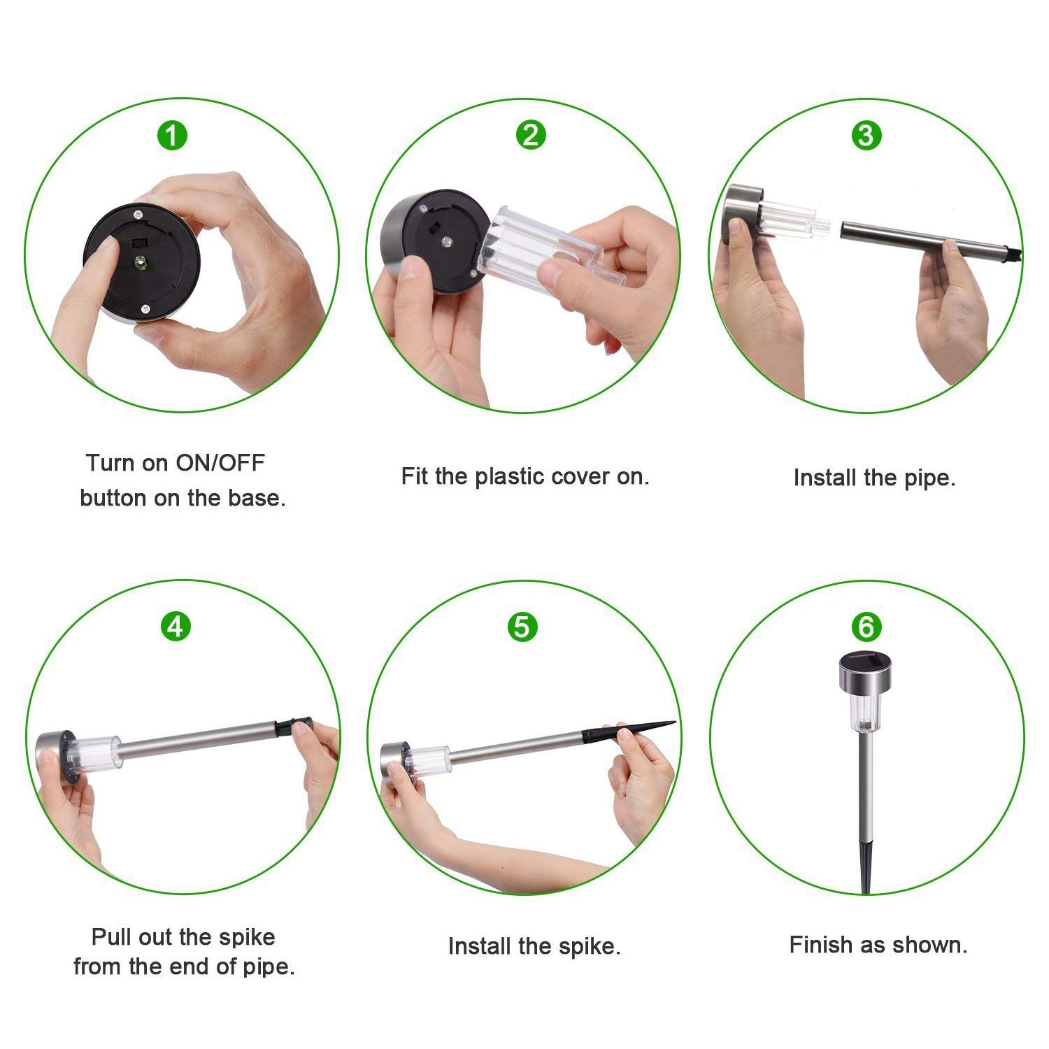 10pcs Mini Solar LED Garden Lights Stainless Steel Outdoor Solar Power Pathway Lights Yard Driveway Landscape Lights