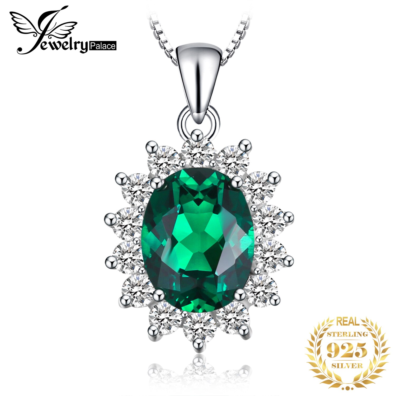 Sieraden Paleis Prinses Diana Gesimuleerde Green Emerald 925 Sterling Zilver Kate Middleton Kroon Hanger Ketting Vrouwen Geen Ketting