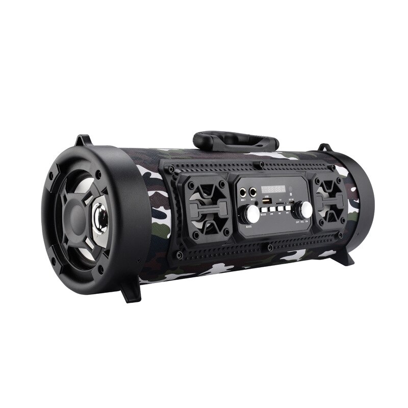 Altavoz portátil grande, altavoz Supergraves con Bluetooth para ordenador de alta potencia, Subwoofer de 15W, caja Boom de centro de música con USB AUX FM: Camouflage