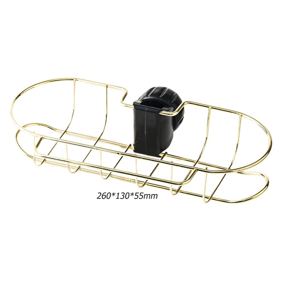 Stainless Steel Faucet Drain Hanging Rack faucet shelf sponge dish cloth finishing rack Bathroom Kitchen Sponge Organizer: Gold A