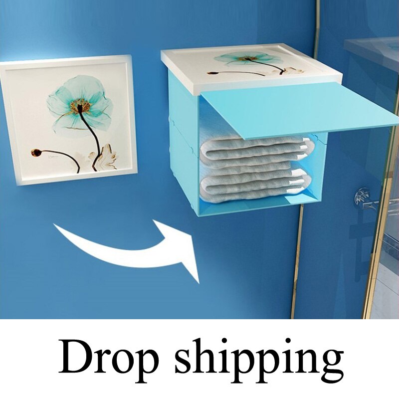 Badkamer Vouwen Opbergkast Badkamer Douche Kleding Opslag Plank Waterdicht Muurschildering Punch-Gratis Organizer Box