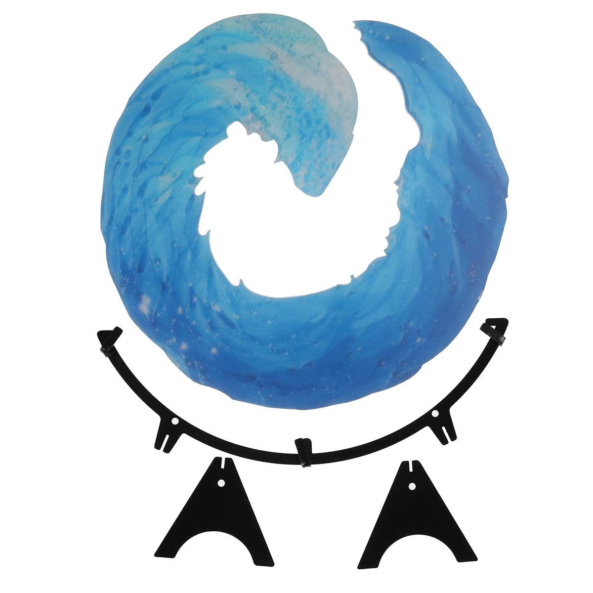 20X20CM Home Decoration Ocean Wave Fused Glass Sculpture Blue Wave Sculpture Ornament Birthday Desktop Decor With Bracket