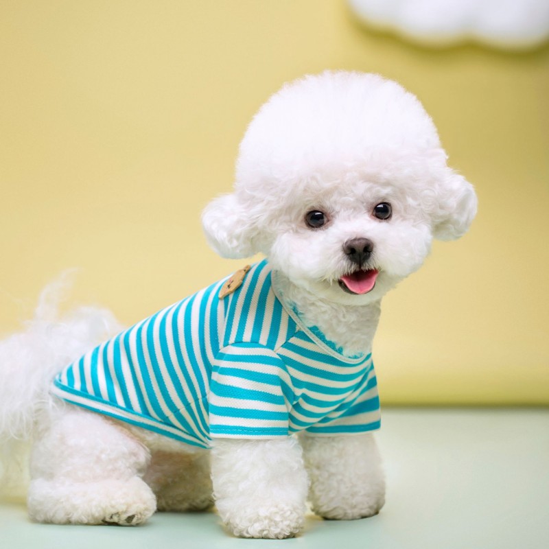 Bear Print Sriped Dog Vest Summer Dog Clothes Puppy T-Shirt Cotton Girls Dog Costume Chihuahua Bichon Frise Clothing Dog Apparel: XL / WHITE