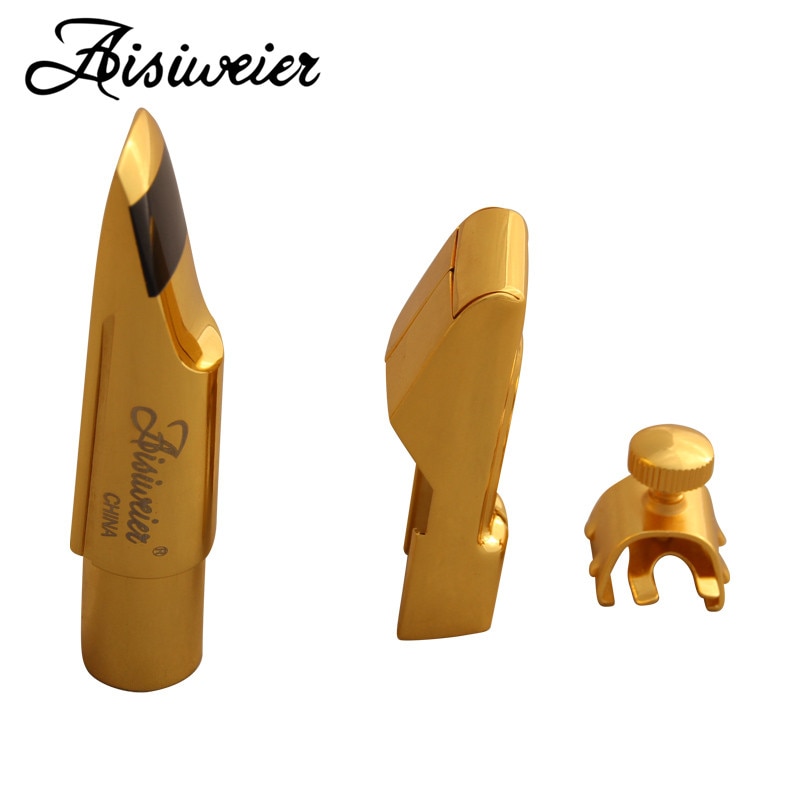 Aisiweier Tenor Soprano Alto Saxophone Metal Mouthpiece Gold Lacquer Mouthpiece Sax Aisiweier Mouth Pieces 56789