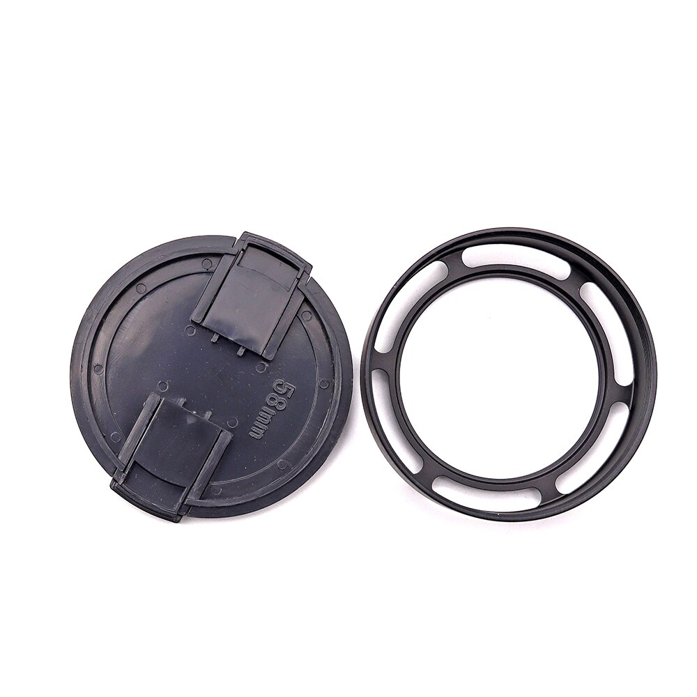 46mm Metal Vented Lens Hood with 58mm Hood Cap for Panasonic 20mm f1.7 ASPH lens and other lenses with 46mm filter thread