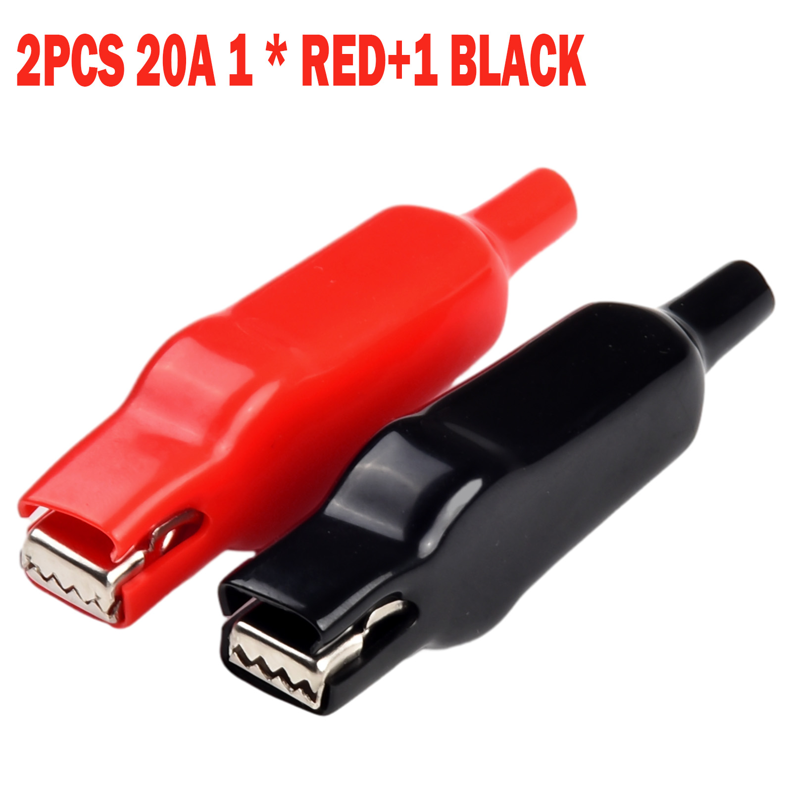 2 uds pinza de cocodrilo 20A abrazaderas de cocodrilo con revestimiento de PVC cables de prueba DIY pinzas eléctricas de cocodrilo piezas de herramientas eléctricas: Plata