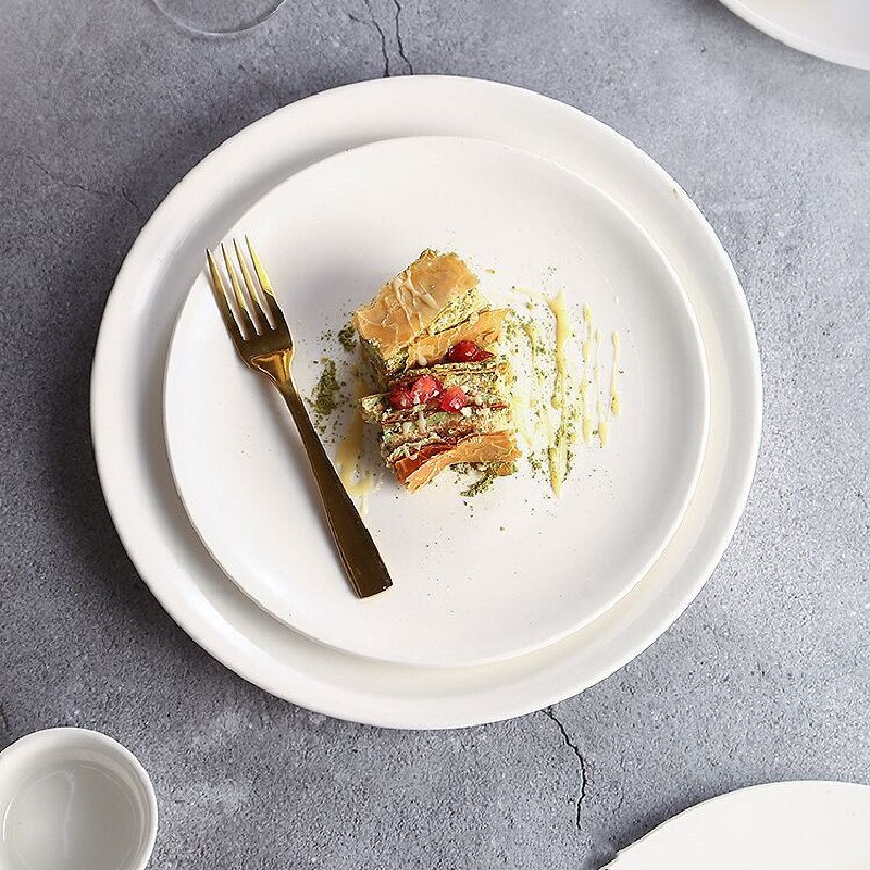 Porcelain &amp; Ceramic Dinner Plate Round 5-10 Inches Wedding Kitchen Tableware Steak &amp; Cake Dessert Dishes White