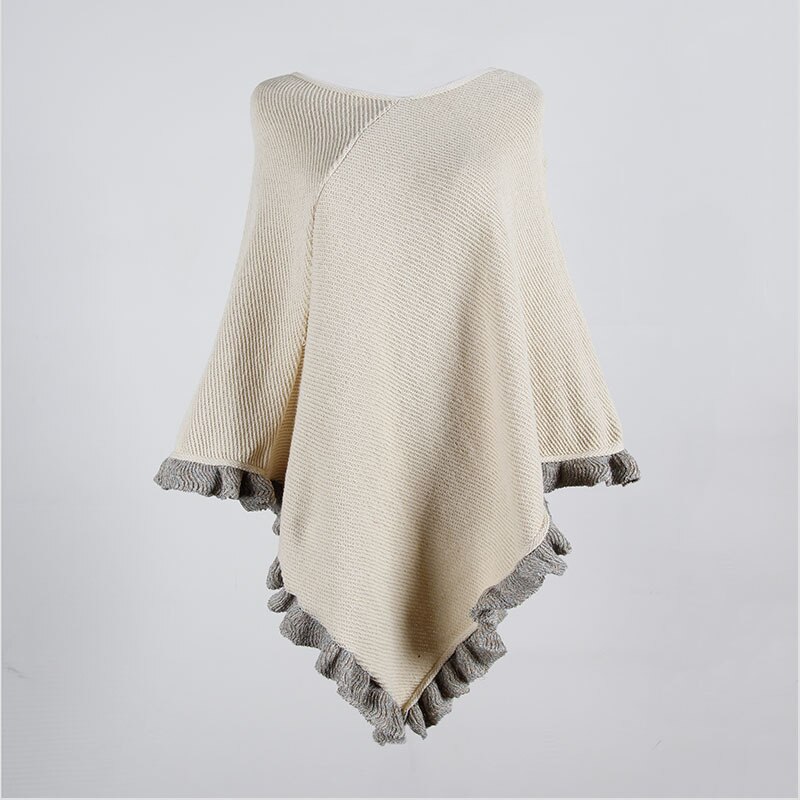 Mantel sjaal trui gebreide truien dames casual streetwear mantel sjaal opgerolde kraag gerimpelde zoom dames trui dames: Beige