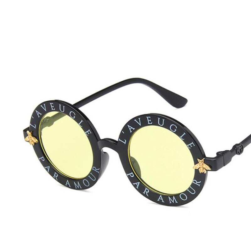 Steampunk Cartoon Kinderen Zonnebril Jongens Meisjes Luxe Vintage Kinderen Zonnebril Ronde Zonnebril Oculos Feminino Accessoires: yellow lens