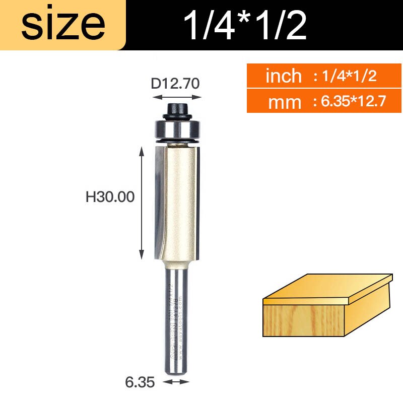 Arden Flush Trim Router Bits for Wood 1/2 1/4 Shank Woodworking Tools Trimming Cutters with Bearing Endmill Milling Cutter: X01304
