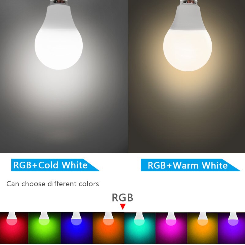 Ampoule LED E27 RGBW RGBWW Bluetooth 15W, Lampada 110V 220V, lampe RGB aux couleurs changeantes, avec contrôle par application Bluetooth