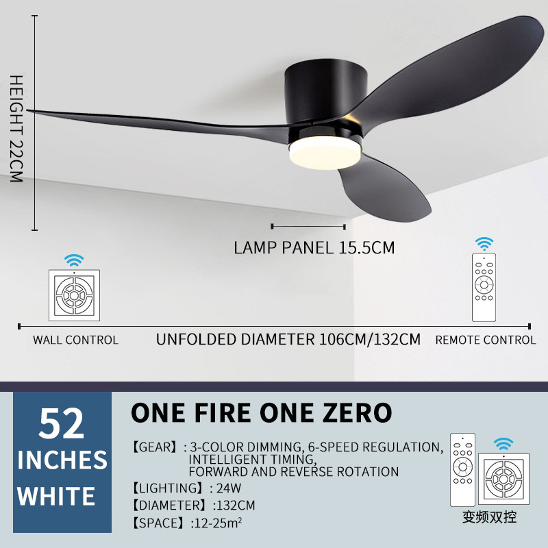 Led-lampa dc-motor modern takfläkt kök vardagsrum matsal hushåll hög luftvolym fjärrkontroll pendellampa: Grå