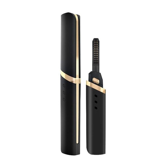 Electric Heated Eyelash Curler USB Rechargeable Eyelashes Curler Quick Heating Natural Eyelash Curler Long Lasting Makeup: Black