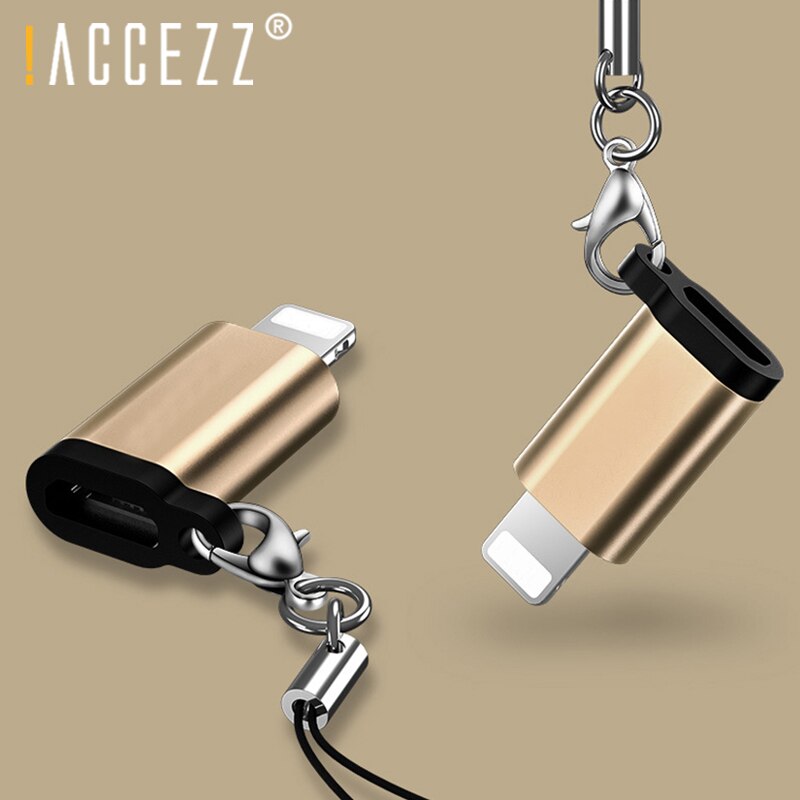 ! Accezz Micro Verlichting Usb Adapter Voor Iphone X Xr Xs Max 8 7 6S 6 Plus Met Sleutel keten Sync Data Otg Opladen 8 Pin Converter