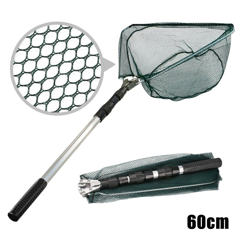 Newly Telescopic Folding Aluminum Handle Fishing Landing Net 3 Section Extending Pole Fishing Tool BN99: 60cm