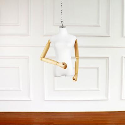 4style Female wood hand mannequin body cloth model props hanging half-length wedding Stainless steel hook display 1pc D349