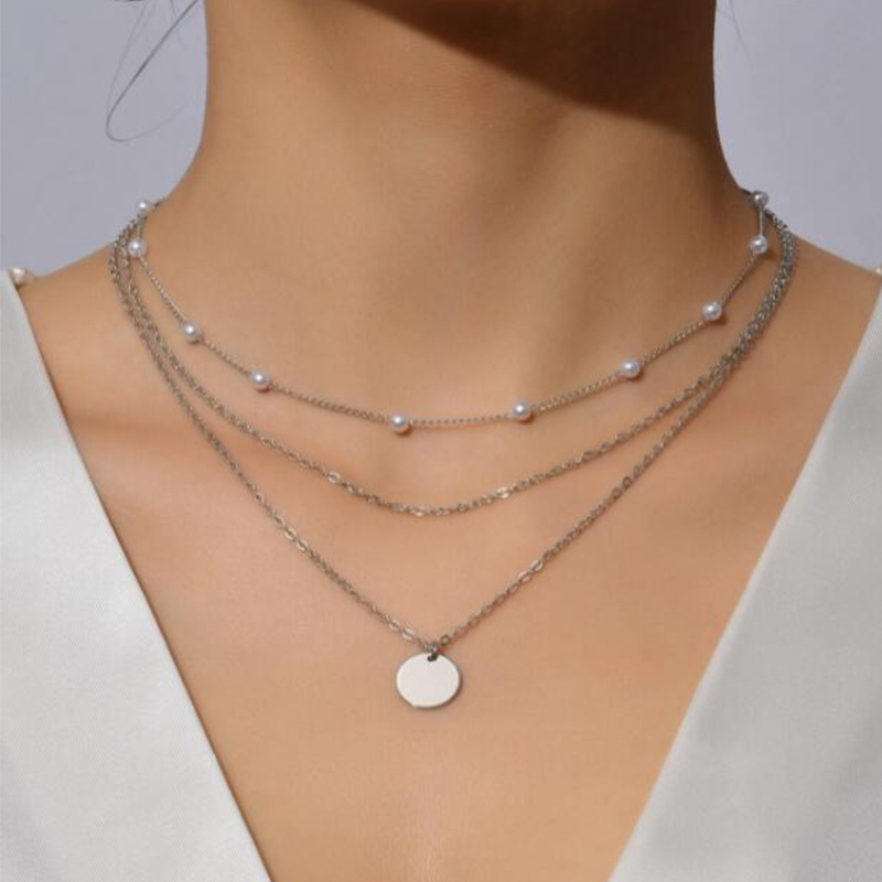 Conjunto de collar con colgante en capas para mujer, colgante de estrella y corazón de circonita de cristal, joyería Vintage con diamantes de imitación cuadrados a la: Bañado en rodio de imitación