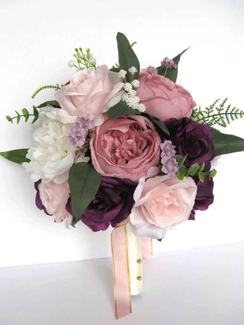 Bouquet de mariage Bouquet nuptial fleurs de mariage accessoires de mariage mauve prune rose blush aubergine fleur de soie décoration de la maison