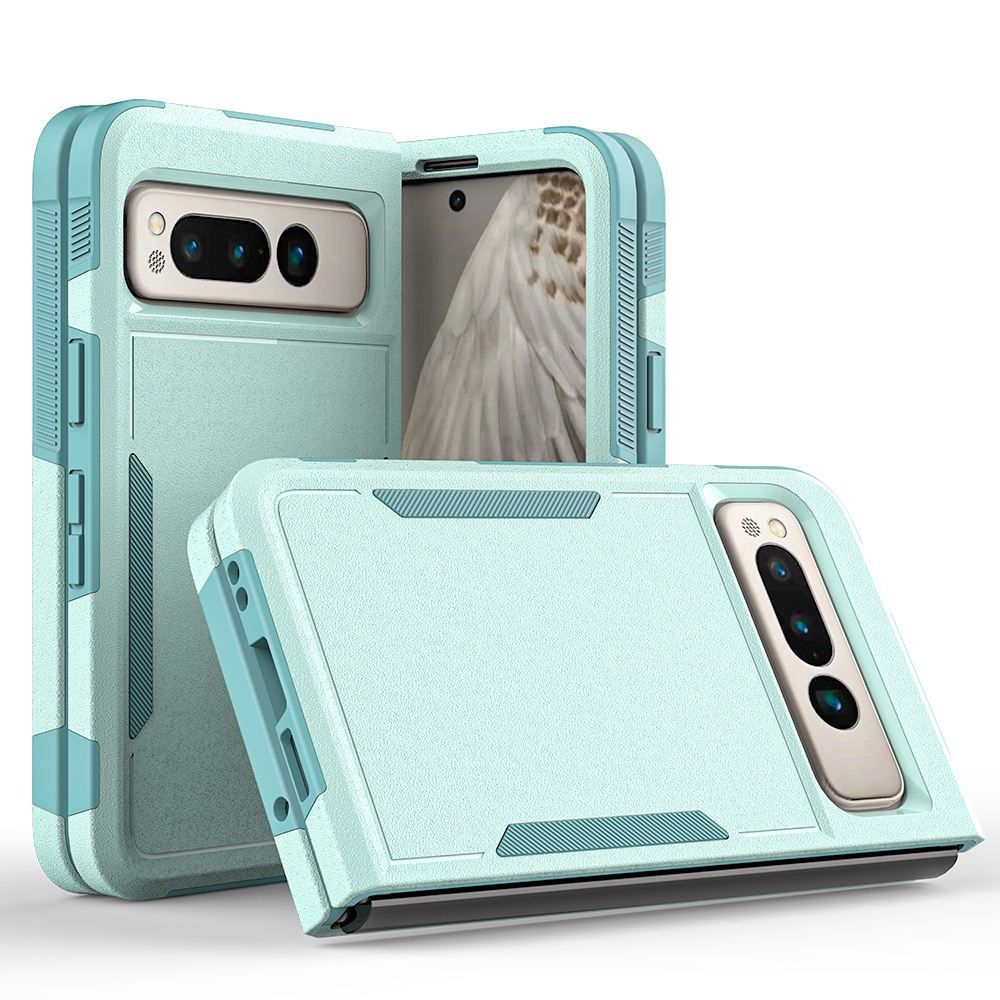 for Google Pixel Fold Case Luxury Cute Armor Shockproof Soft Silicone Edges Hard Bussiness Phone Cover GooglePixelFold G9FPL: SKY BLUE