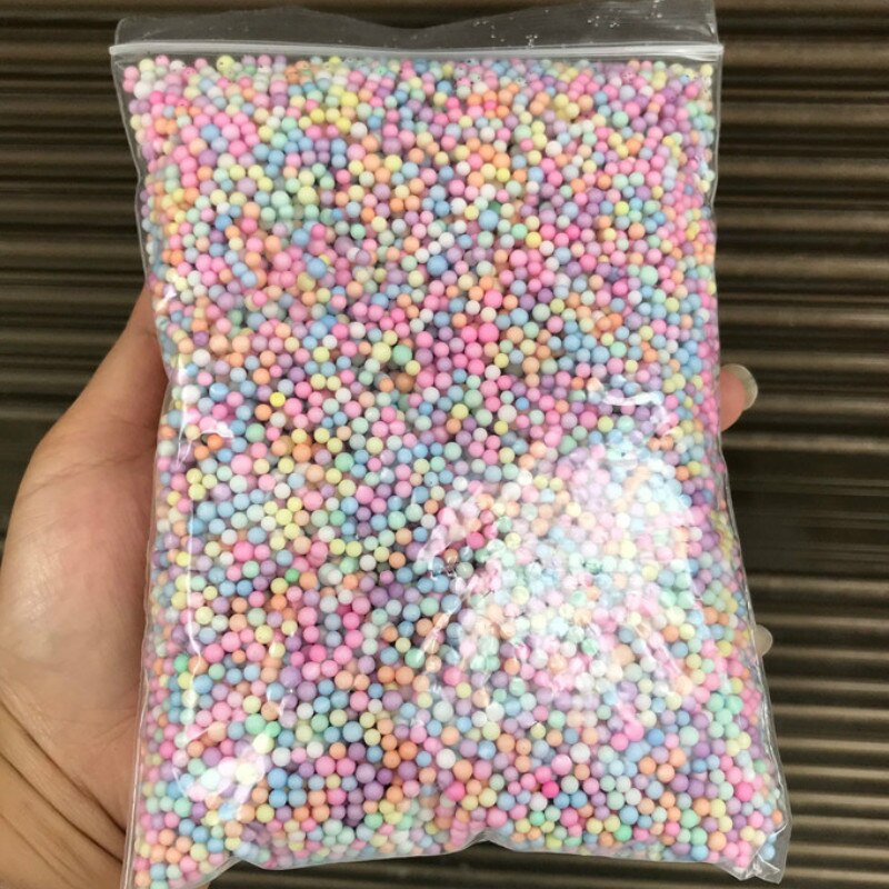 1 paczka 10g przezroczysty balon bańka wypełniacz piankowy styropianowe kulki butelka DIY śnieg błoto cząstki akcesoria Tiny koraliki piankowe: Macaron color
