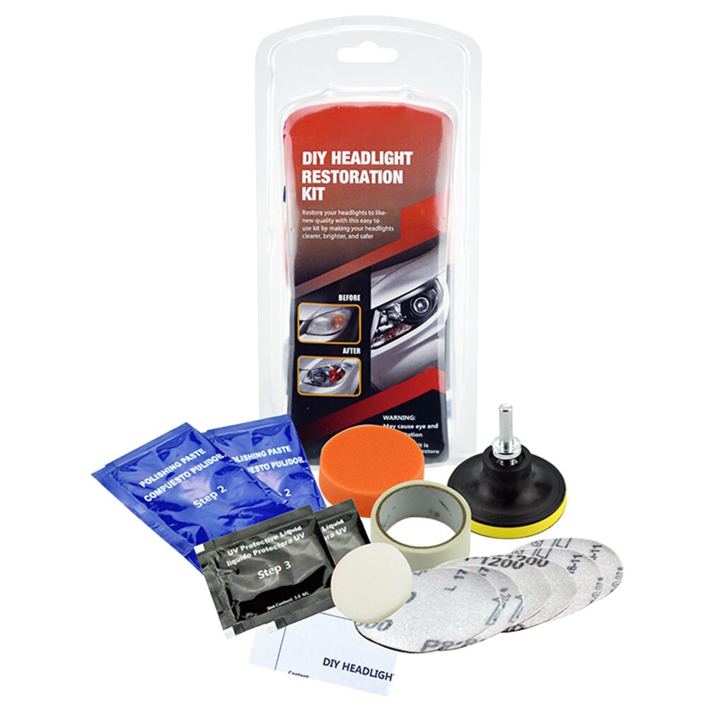 DIY Headlight Polishing Restoration Kit Headlamp Wash Brightener Repairing Car Care NR: a