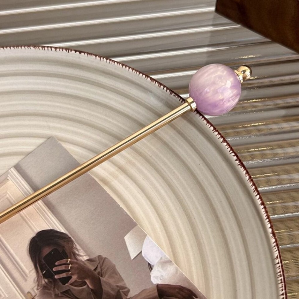 Modern Chinese Style Round Ball Metal Hairpin Fresh Alloy Panfa Artifact Simplicity Advanced Sense Hair Clip Headdress Stick