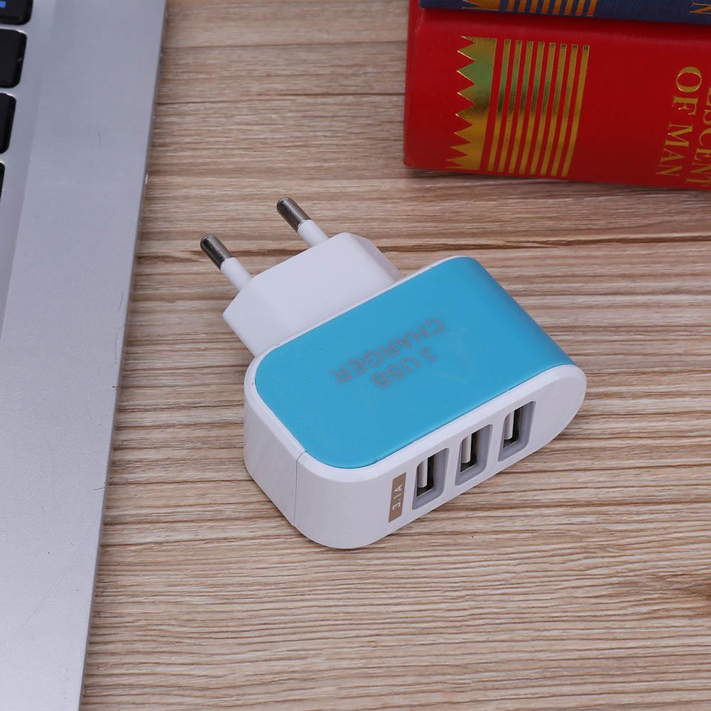 Multi-head resor snabb usb vägg bärbar mobilladdare (2a)  adapter eu plug 3 usb eu plug led mobiltelefon snabbladdare