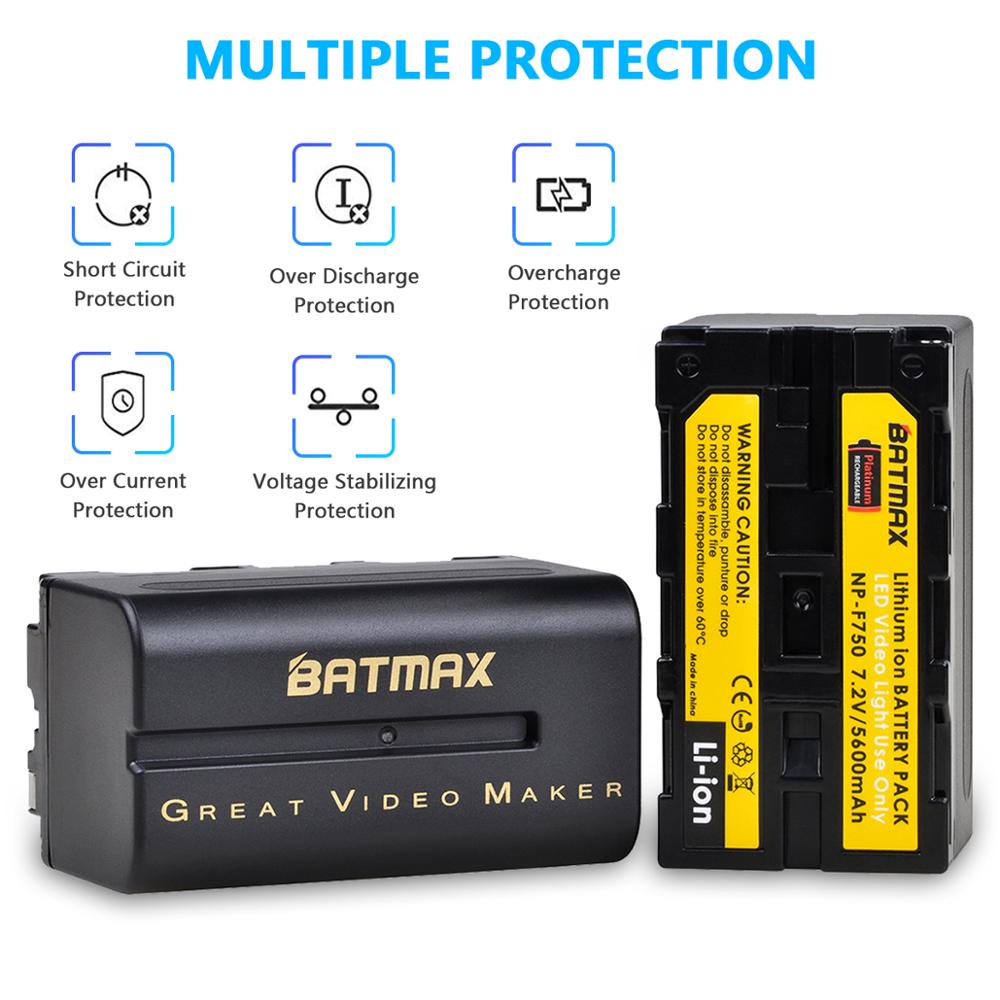 Bateria de batmax 5600mah NP-F750 NP-F770 npf750 para yongnuo godox conduziu a luz de vídeo yn300air ii yn300 iii yn600 ar l132t l116t