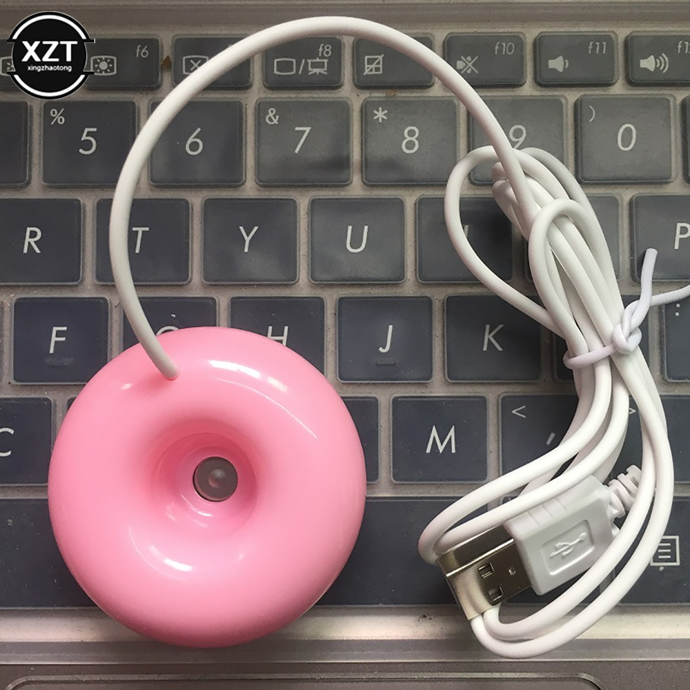 Mini Donut Negative Ion Humidifier USB USB Air Humidifier Purifier Aroma Diffuser Steam for Home Purifier Diffuser Steam: Pink