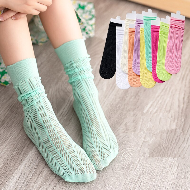 Sommer neue dünne freundlicher socke aushöhlen Gittergewebe socken freundlicher Süssigkeit farbe crus Anti-moskito socken der mädchen calcetines