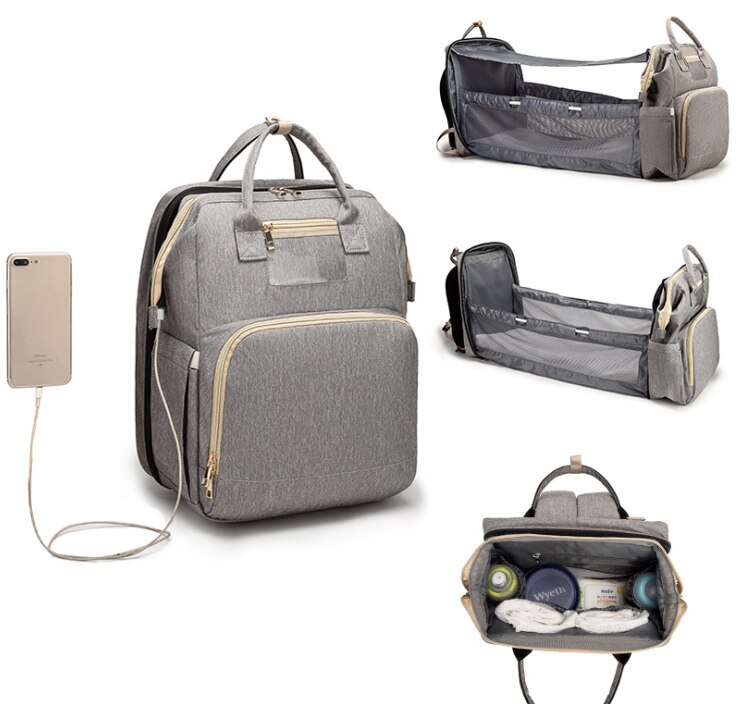 Bleie babyposer med seng mamma bag vanntett nylon barsel bleie mamma ryggsekk baby pleie stelleveske til babypleie: B1