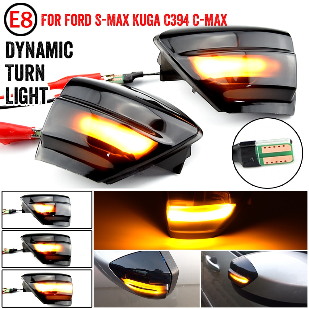Voor Ford S-Max 2007 Kuga C394 08 C-MAX Auto Accessoires Led Dynamische Richtingaanwijzer side Wing Spiegel Lampje Lamp