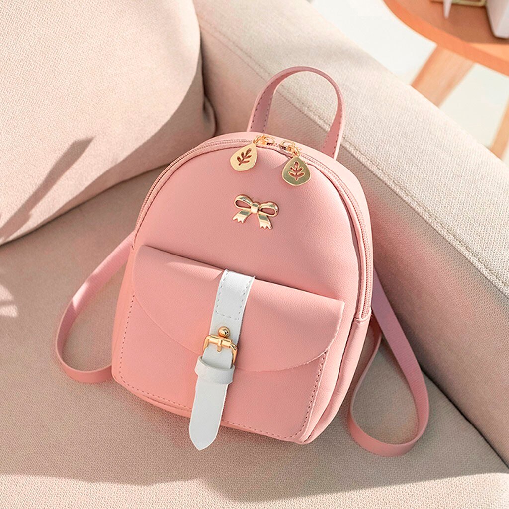 Vrouwen Mini Rugzak Luxe Pu Leather Kawaii Rugzak Leuke Graceful Bagpack Kleine Schooltassen Voor Meisjes Leaf Hollow: Roze