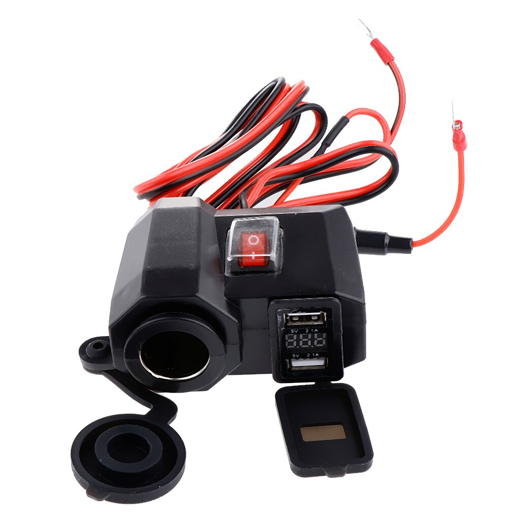 3 in 1 Waterproof 12V Motorcycle Dual USB Charger Cigar Lighter Socket W/ LED Voltmeter Accessories Parts for Motorcycle