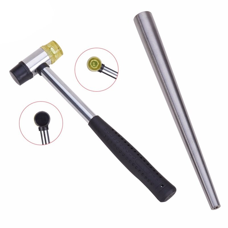 2 stk / sæt smykker værktøj udstyr jernring forstørrelsespind dornstørrelse installerbar tovejs gummi stål håndtag hammer