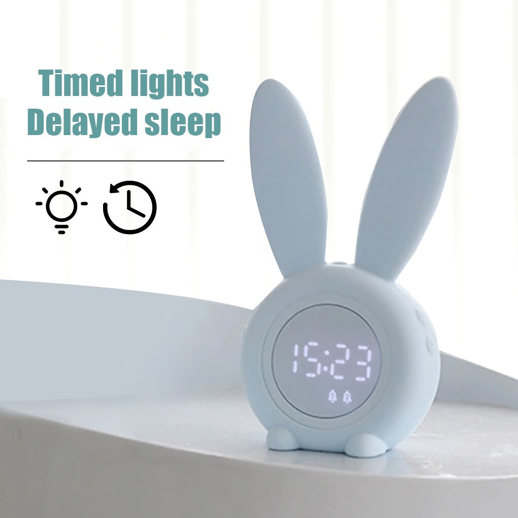 Réveil lapin numérique Led USB, horloge électronique, réveil, veilleuse, , dessin animé