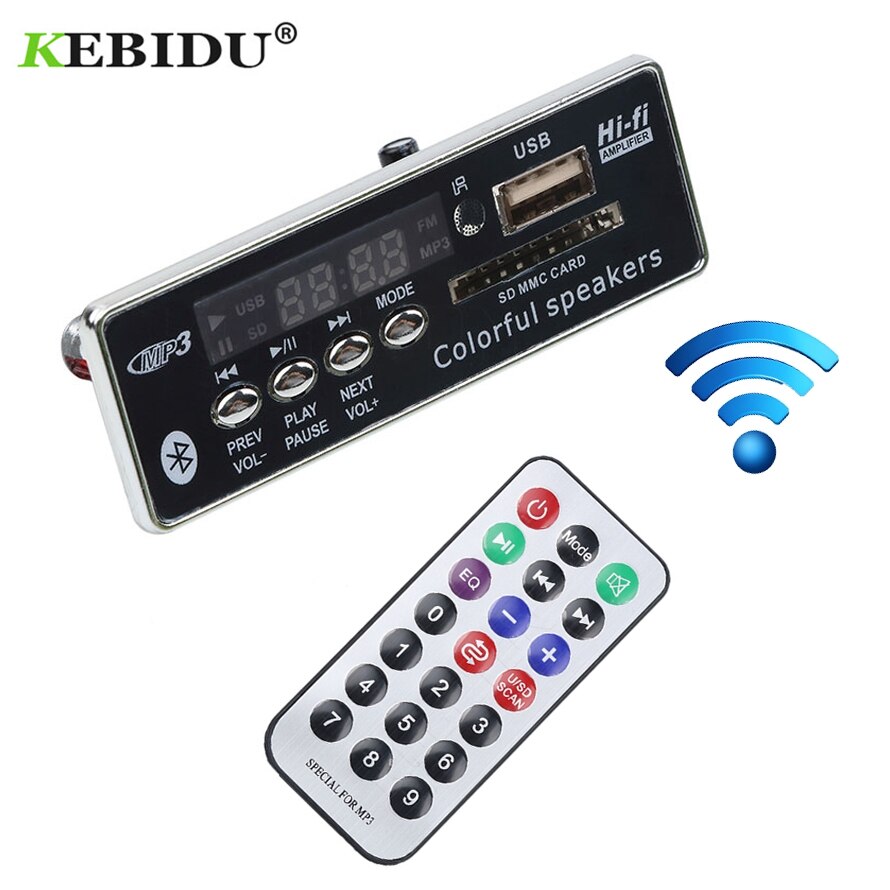 Kebidu carro usb bluetooth mp3 decodificador placa com controle remoto mãos-livres mp3 player integrado módulo usb fm aux rádio para carro