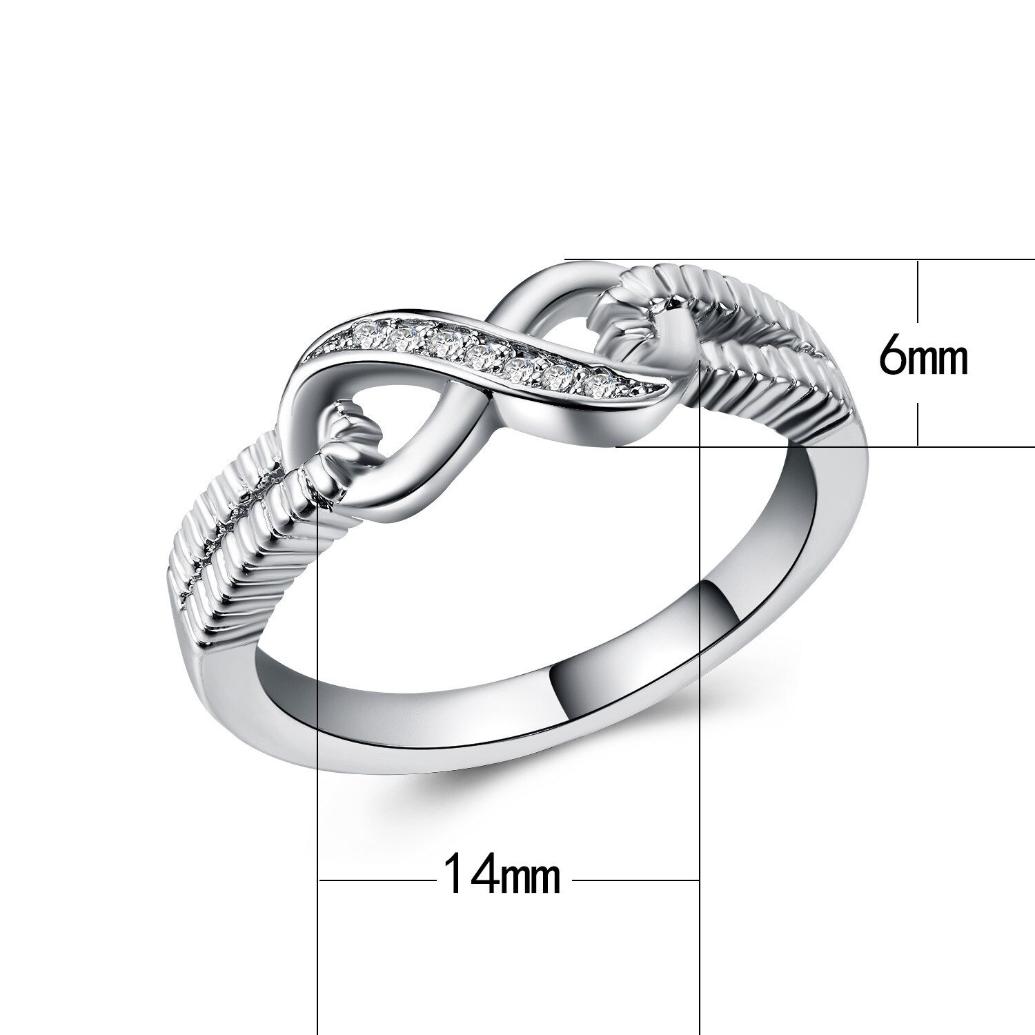 Anillos de de forma infinita para mujer, joyería de , ajustes de puntas exquisitas, anillos de circonita de cristal, joyería de compromiso de boda