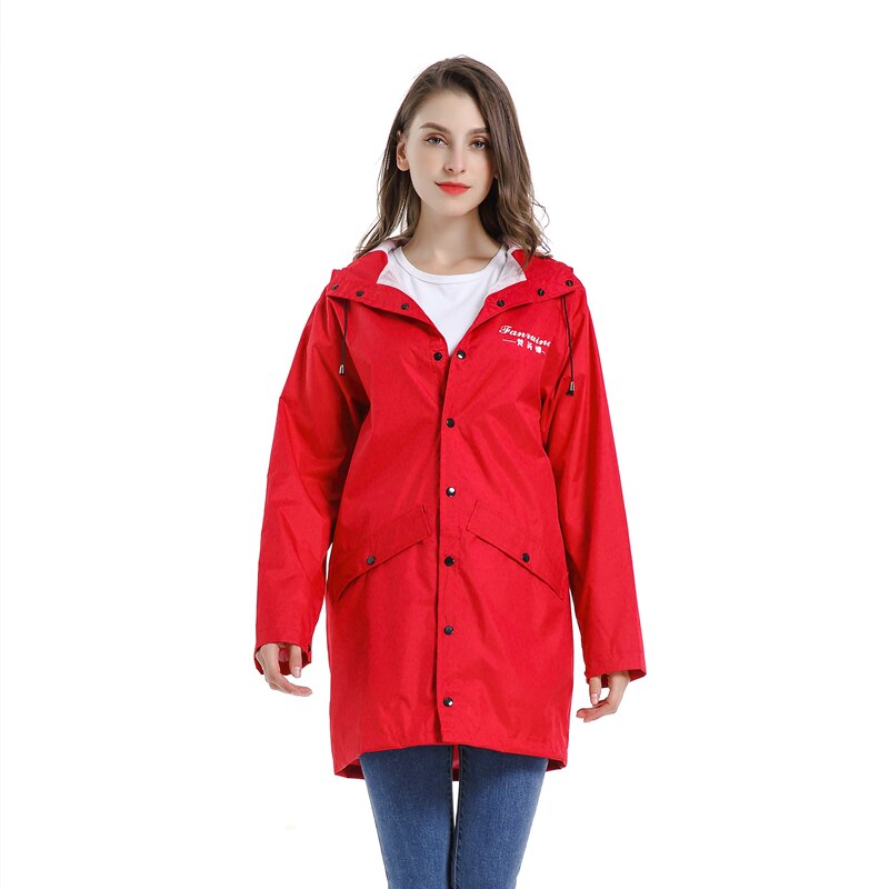Gul lång regnkappa vuxen utomhuskappa resor vandring regnkappa vindjacka vattentät regnponcho tjockare capa de chuva: Röd / Xxl