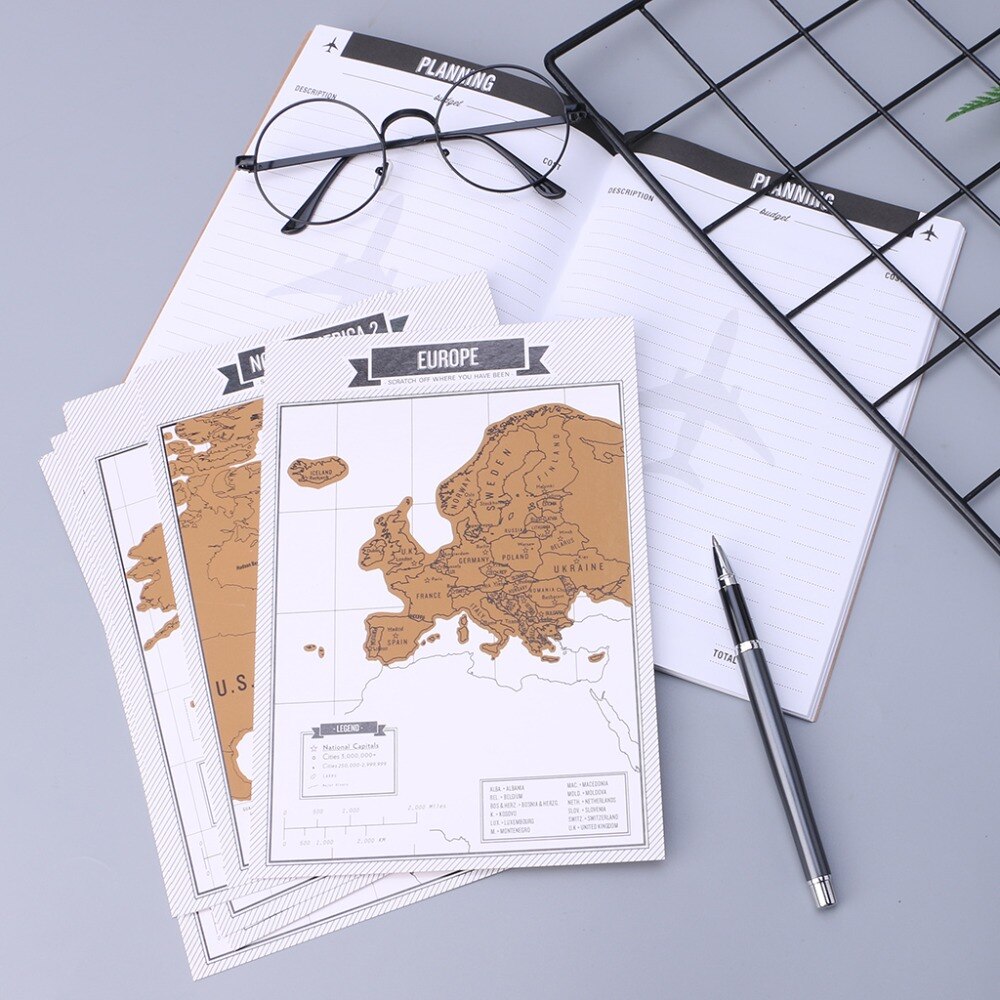 Journal Diary Notebooks Scratch Map Popular Travel City 8 World Maps Travelogue