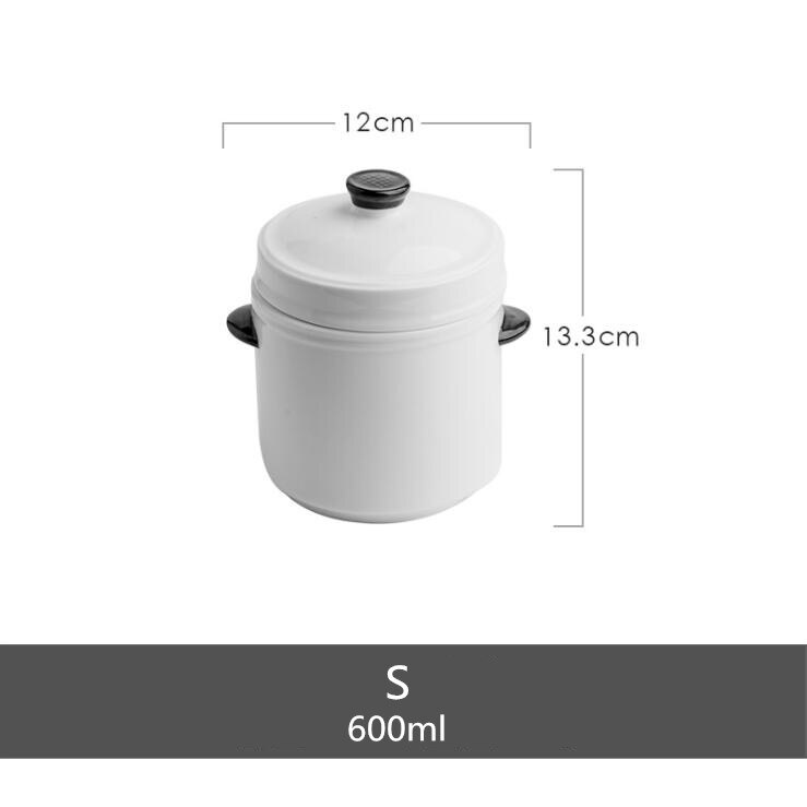 Vaisselle en céramique faitout étanche avec double couvercle | Couvercle à double oreille, tasse à ragoût à double oreille, bol à soupe à la vapeur: S