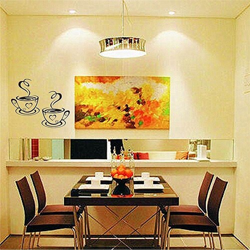 Aftageligt romantisk hjem køkken restaurant cafe te væg klistermærke kaffekopper mønster diy dekor væg klistermærker наклейки